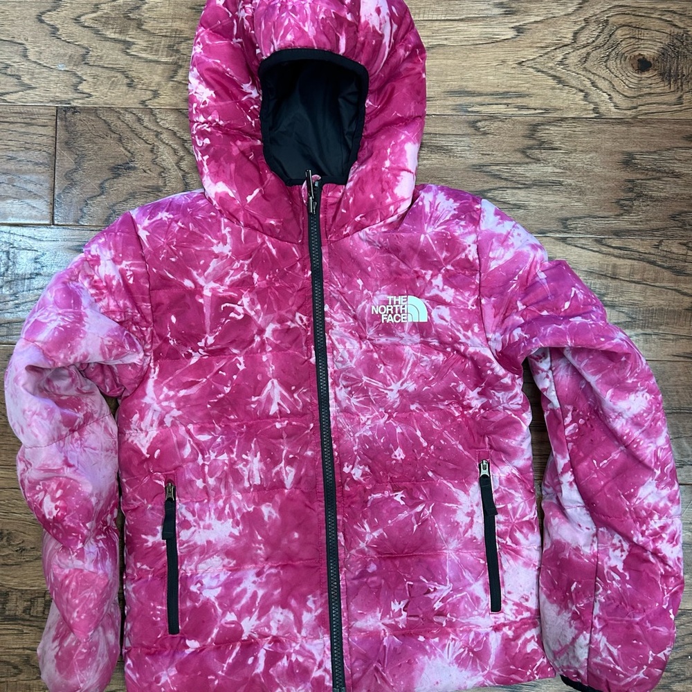 The North Face Girl’s Tie-Dye Pink Puffer Jacket Reversible Medium (10)